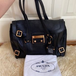 PRADA LEATHER SHOULDER BAG